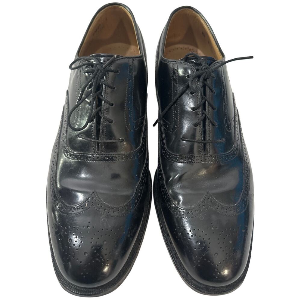 Johnson & Murphy Black Leather Wingtip Slip On Oxford Dress Shoe Size 9.5